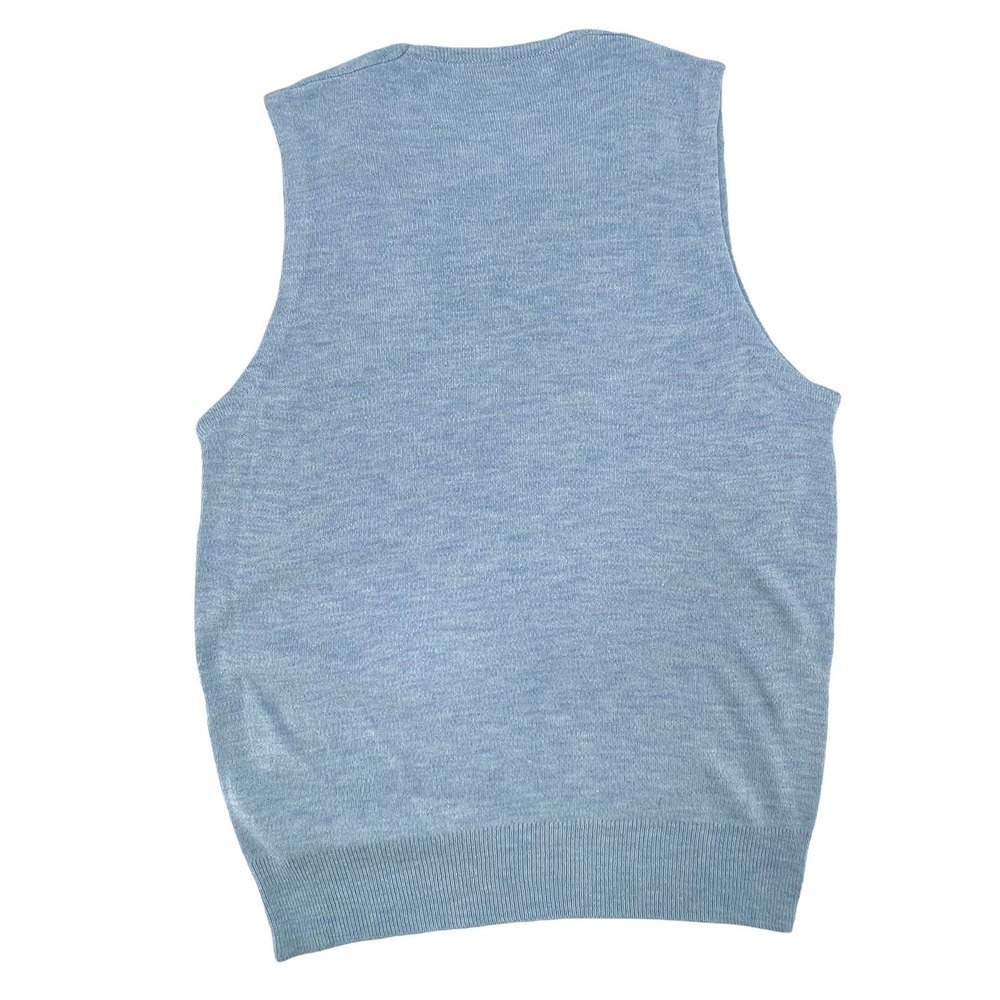 Vintage Sweater Vest Sleeveless V-Neck Pullover Solid Baby Blue SOFT Unisex | M - Picture 5 of 6